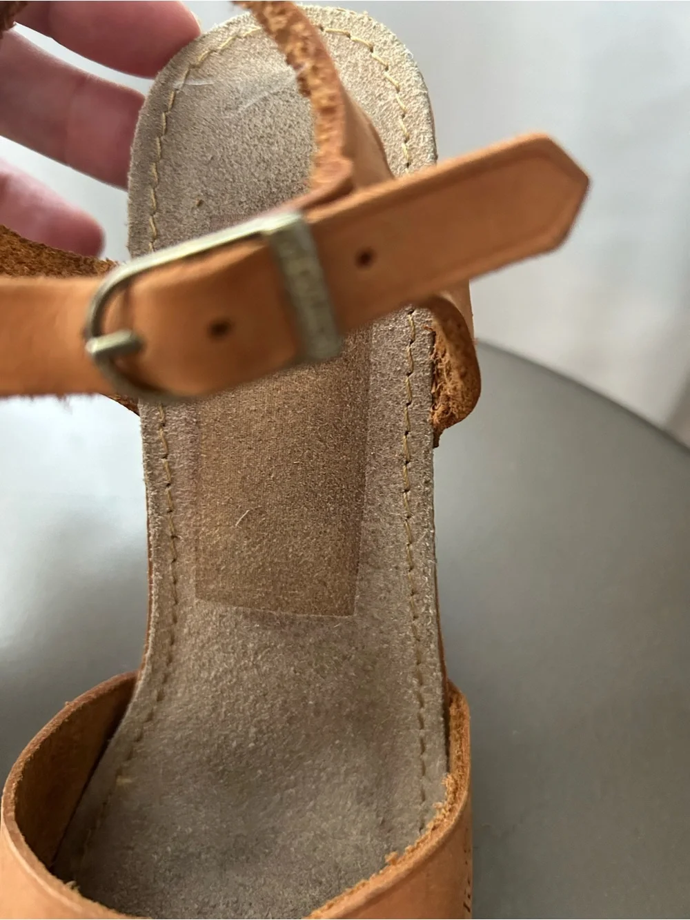 Vintage Candies Tan Leather High Heel Buckle Sandals